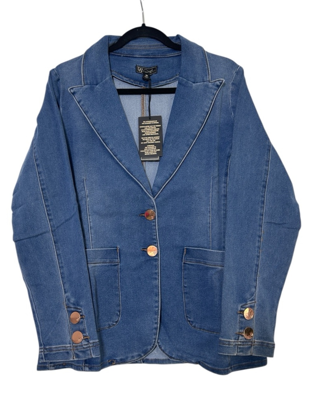 Women’s Blue Tailored Two-Button Denim Blazer